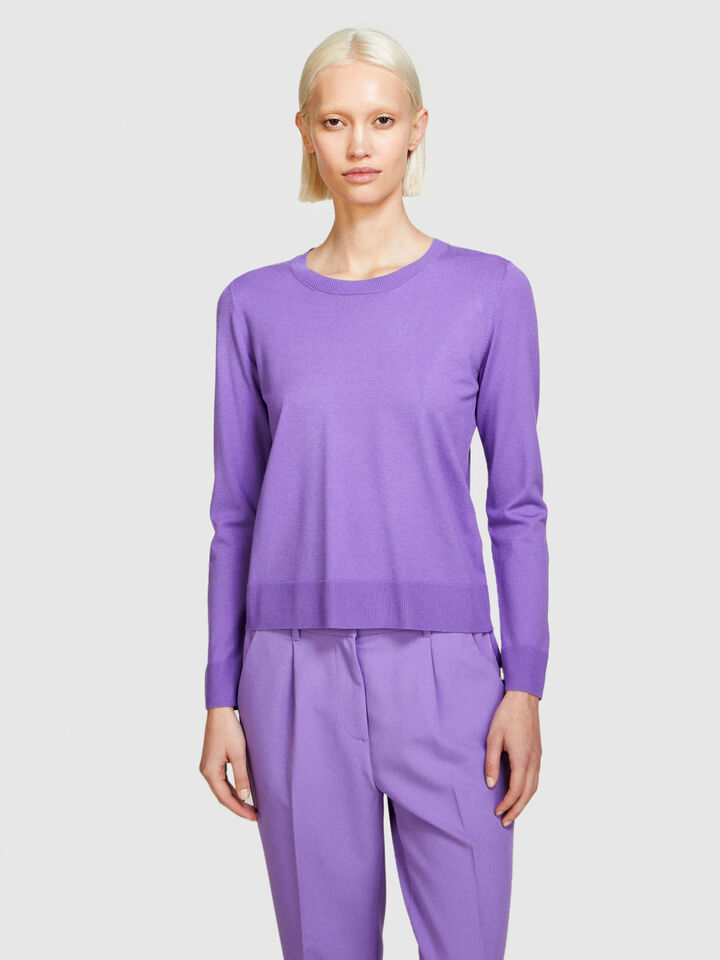 Solid colored sweater - women's crew neck sweaters - Lilac | Sisley image number 4
